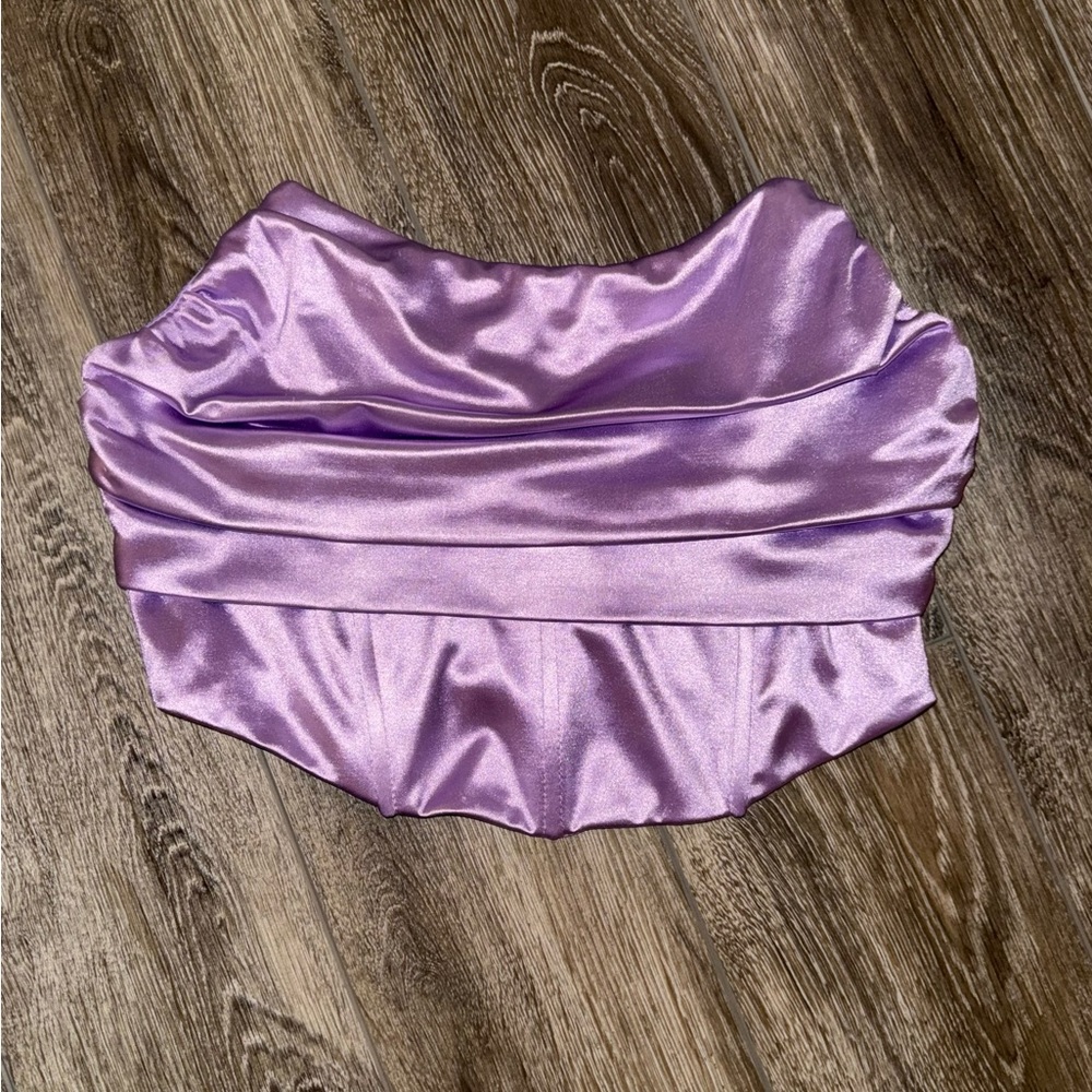 Lavender Satin Strapless Top